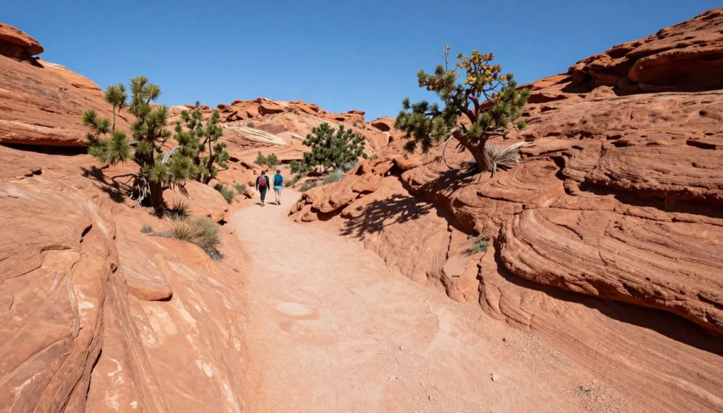 Desert hiking trail through red rock canyon near Monroe Utah
