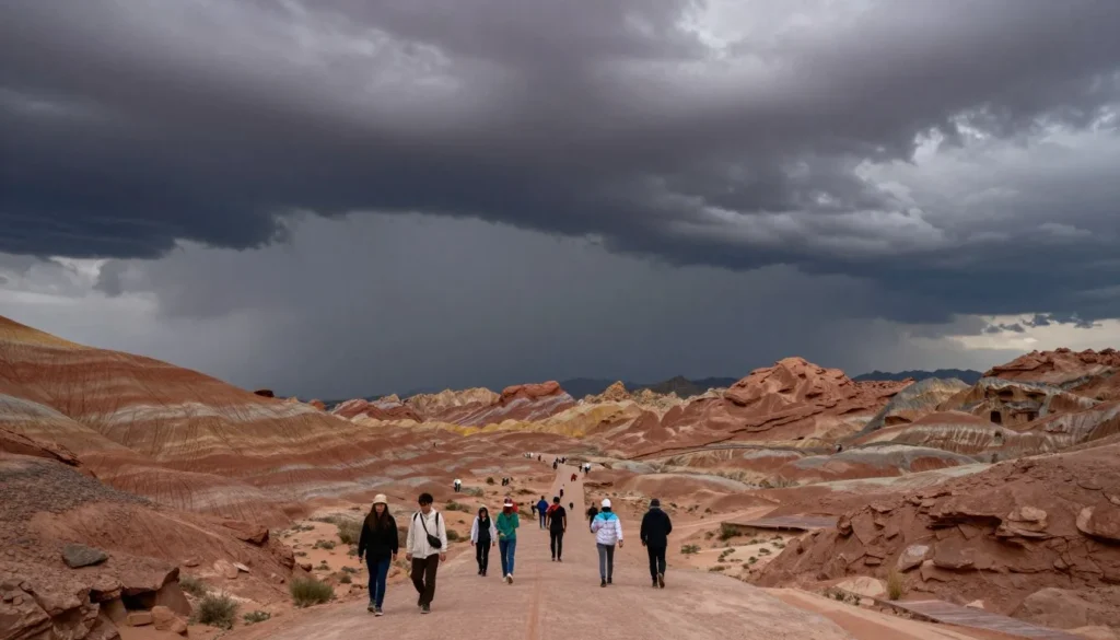 Desert landscape during incoming storm