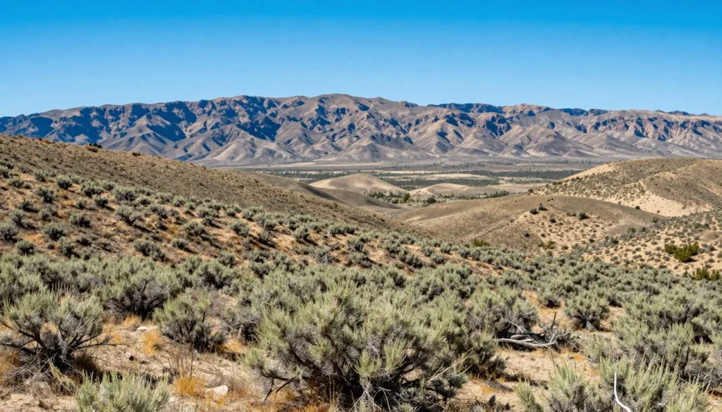 Desert landscape near Rye Patch State Recreation Area with sagebrush