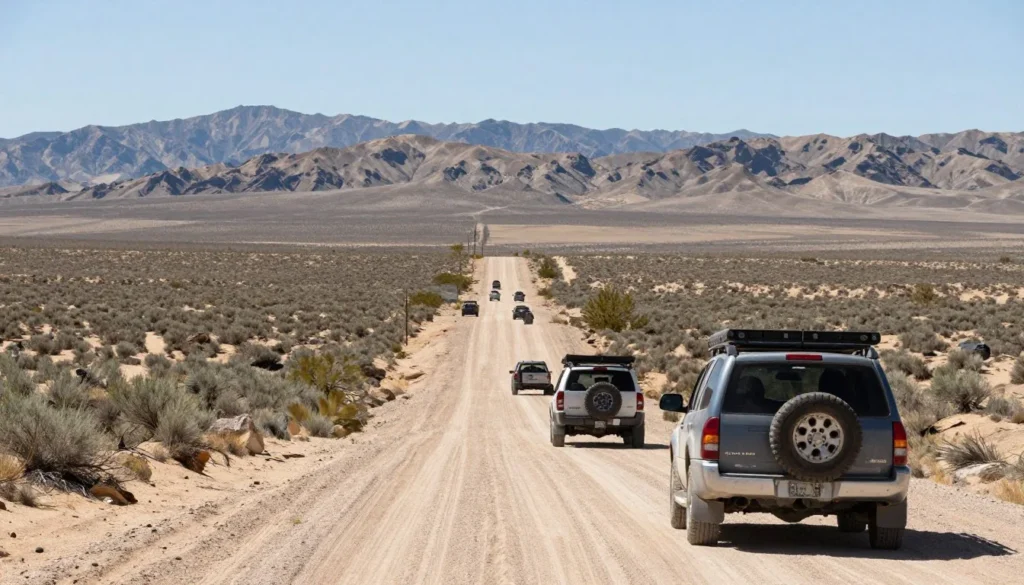 Desert road approaching Smoke Creek Desert with mountains Desert road approaching Smoke Creek Desert with mountains