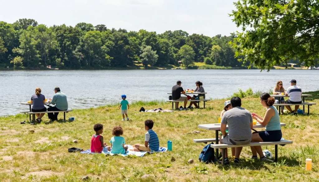 Diverse families with children at Rye Patch picnic area