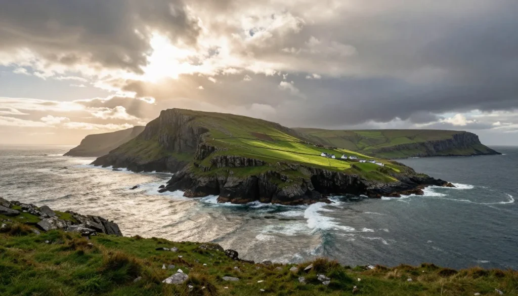 Dramatic coastal panorama of Inishowen Peninsula showcasing Wild Atlantic Way beauty