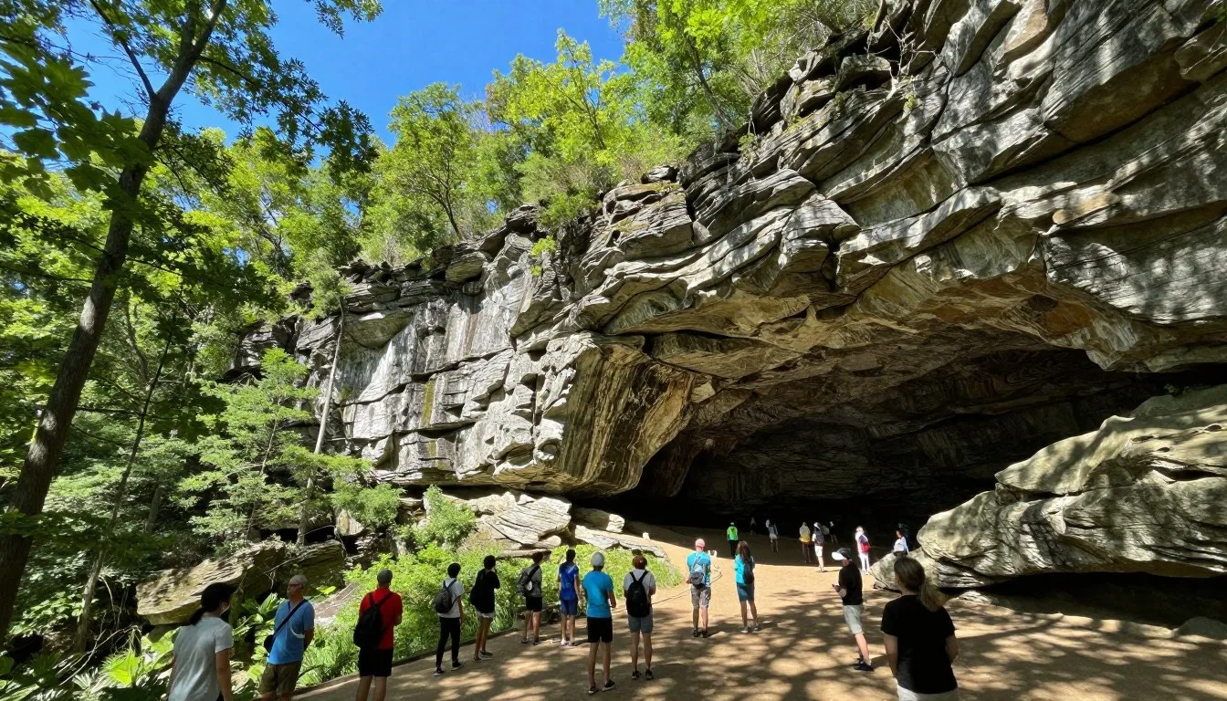 Dunbar Cave State Park Tennessee scenic entrance with natural limestone formations