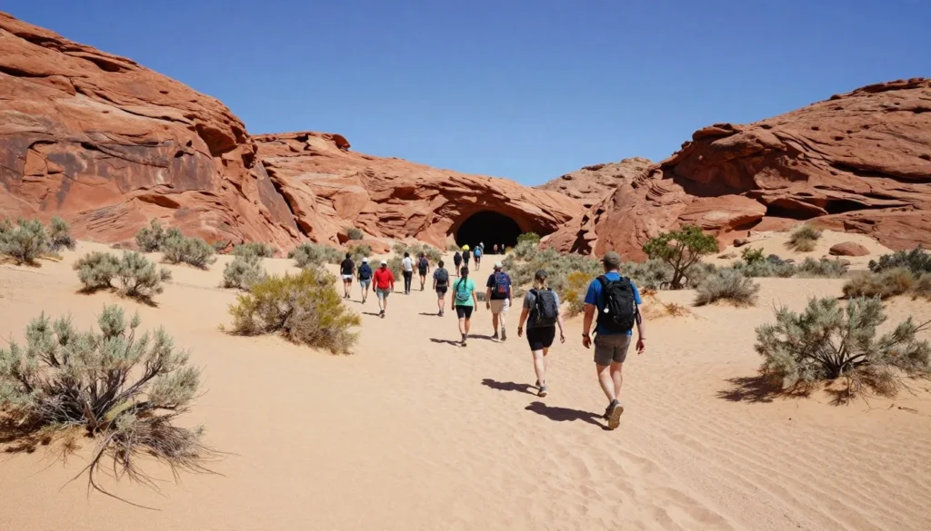 Easy hiking trail leading to Moqui Caverns entrance