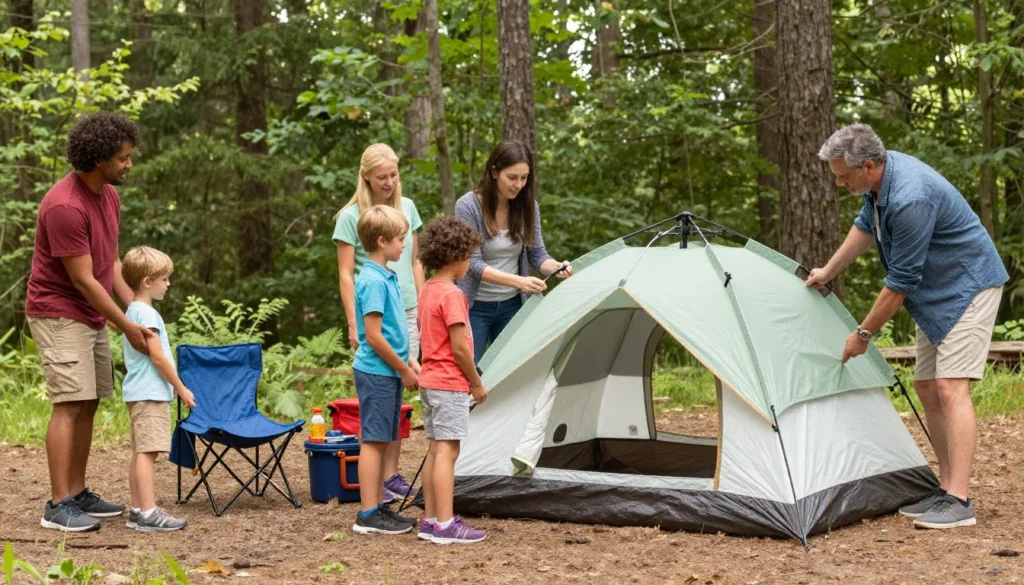 Family camping together at Chuck Swan State Forest Family camping together at Chuck Swan State Forest
