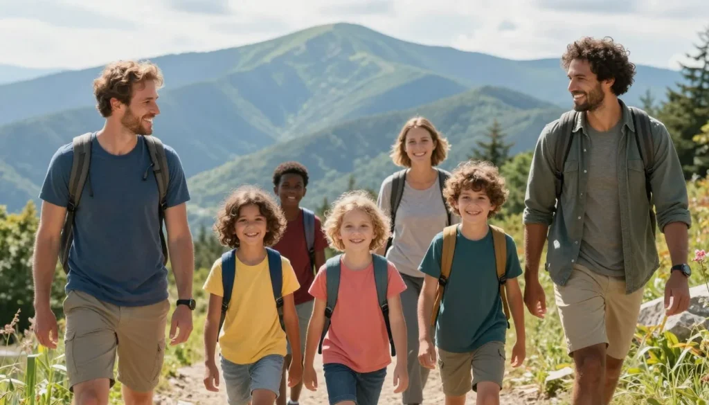 Family enjoying mountain activities together Tennessee Family enjoying mountain activities together Tennessee