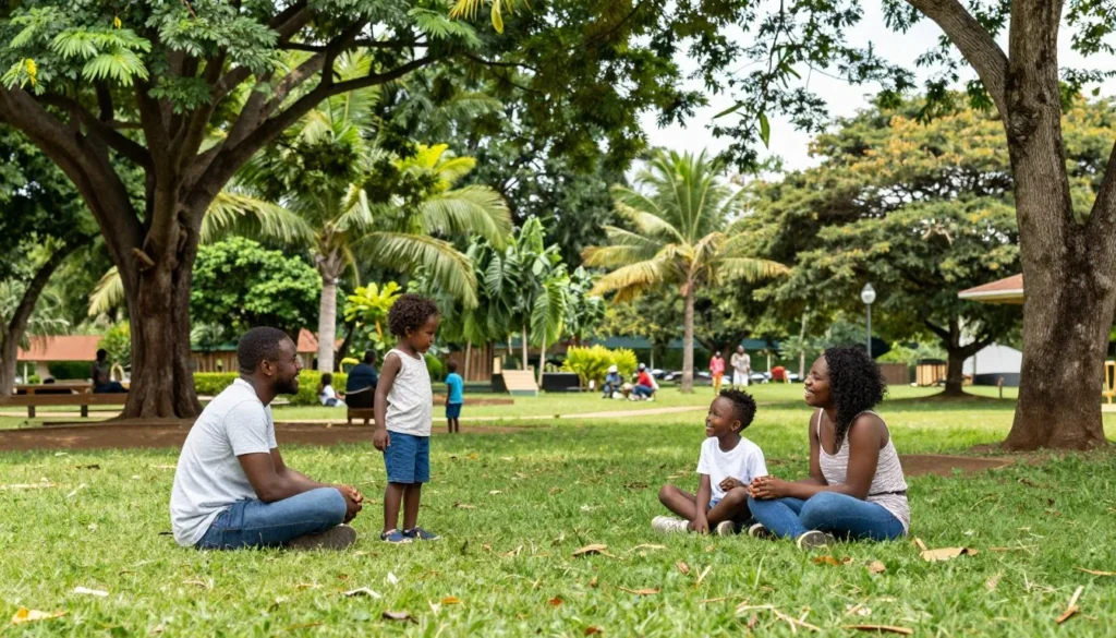 Family enjoying outdoor activity in Yaounde park