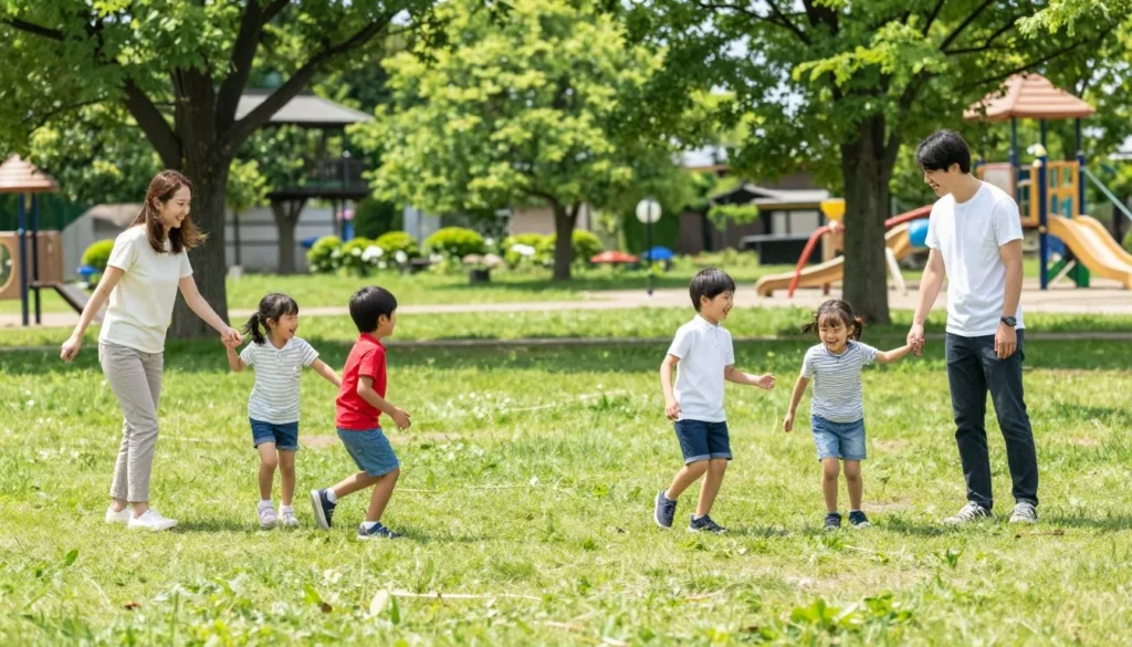 Family enjoying park activities in Hyogo Prefecture Family enjoying park activities in Hyogo Prefecture