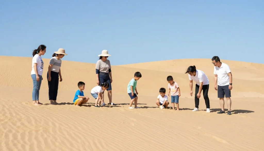 Family enjoying safe desert activities