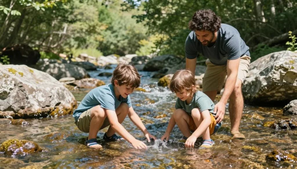 Family exploring creek in Great Smoky Mountains Family exploring creek in Great Smoky Mountains
