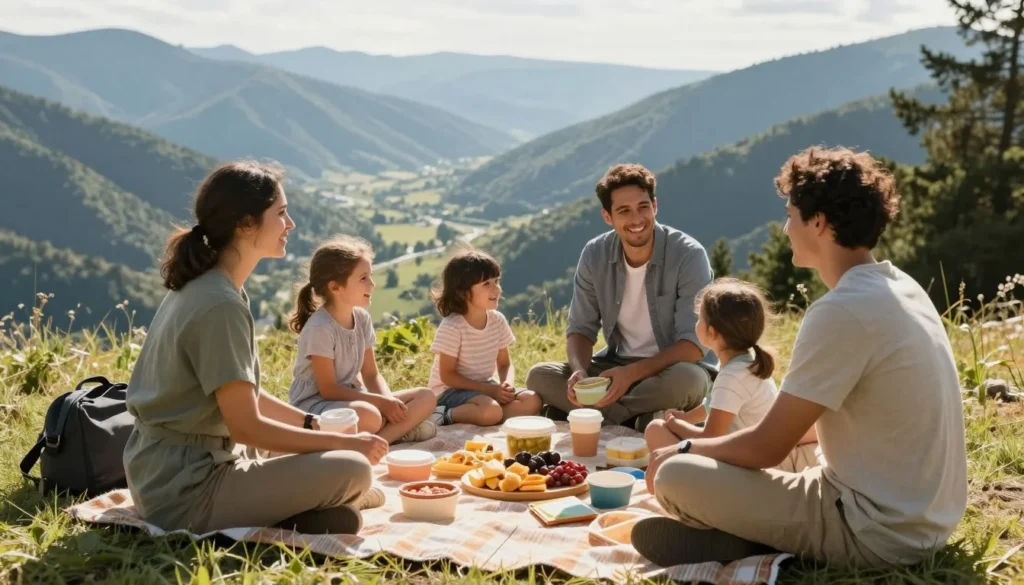 Family picnicking at scenic viewpoint in Heber Valley
