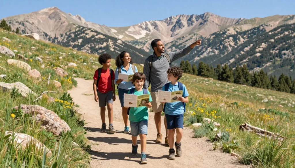 Family with children enjoying nature activities at Rocky Mountain National Park Family with children enjoying nature activities at Rocky Mountain National Park