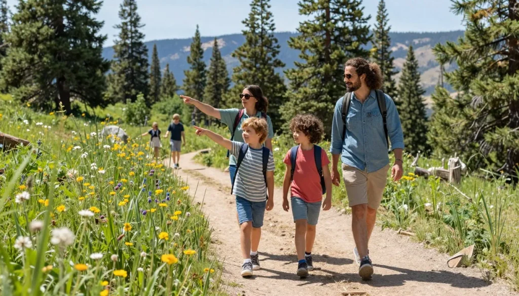 Family with children exploring nature trail in Manti-La Sal National Forest Family with children exploring nature trail in Manti-La Sal National Forest