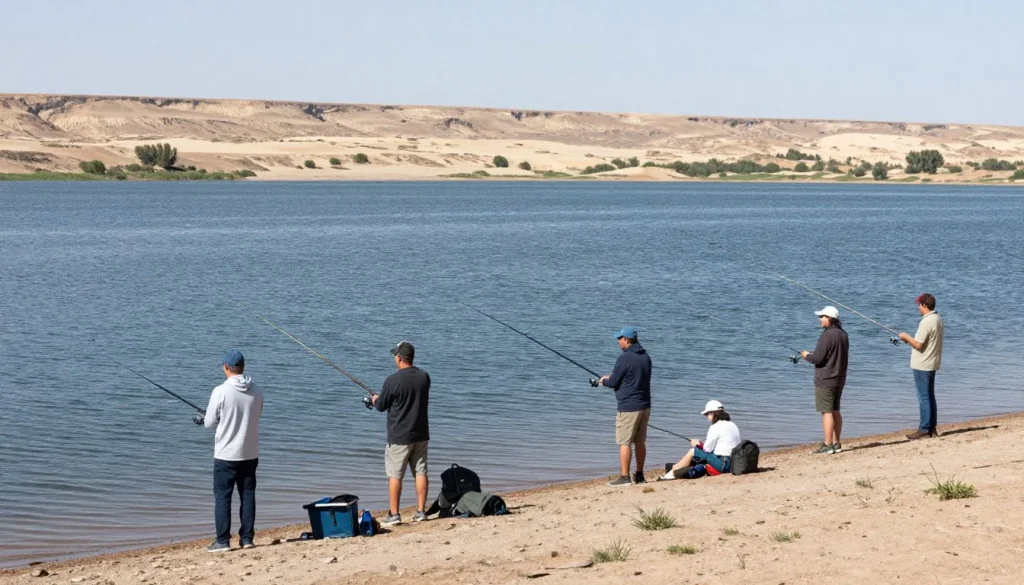 Fishing activity at Rye Patch Reservoir with anglers