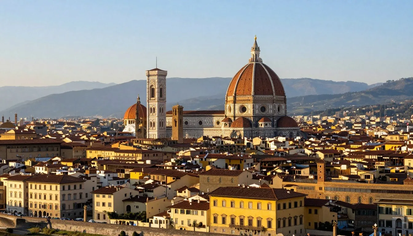 Florence cityscape showing the Duomo and historic architecture at sunset