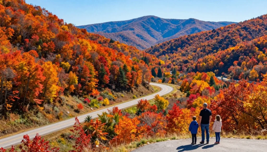 Foothills Parkway autumn colors with brilliant red and orange mountain foliage Foothills Parkway autumn colors with brilliant red and orange mountain foliage