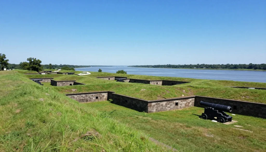 Fort Anderson earthwork fortifications with river views Fort Anderson earthwork fortifications with river views