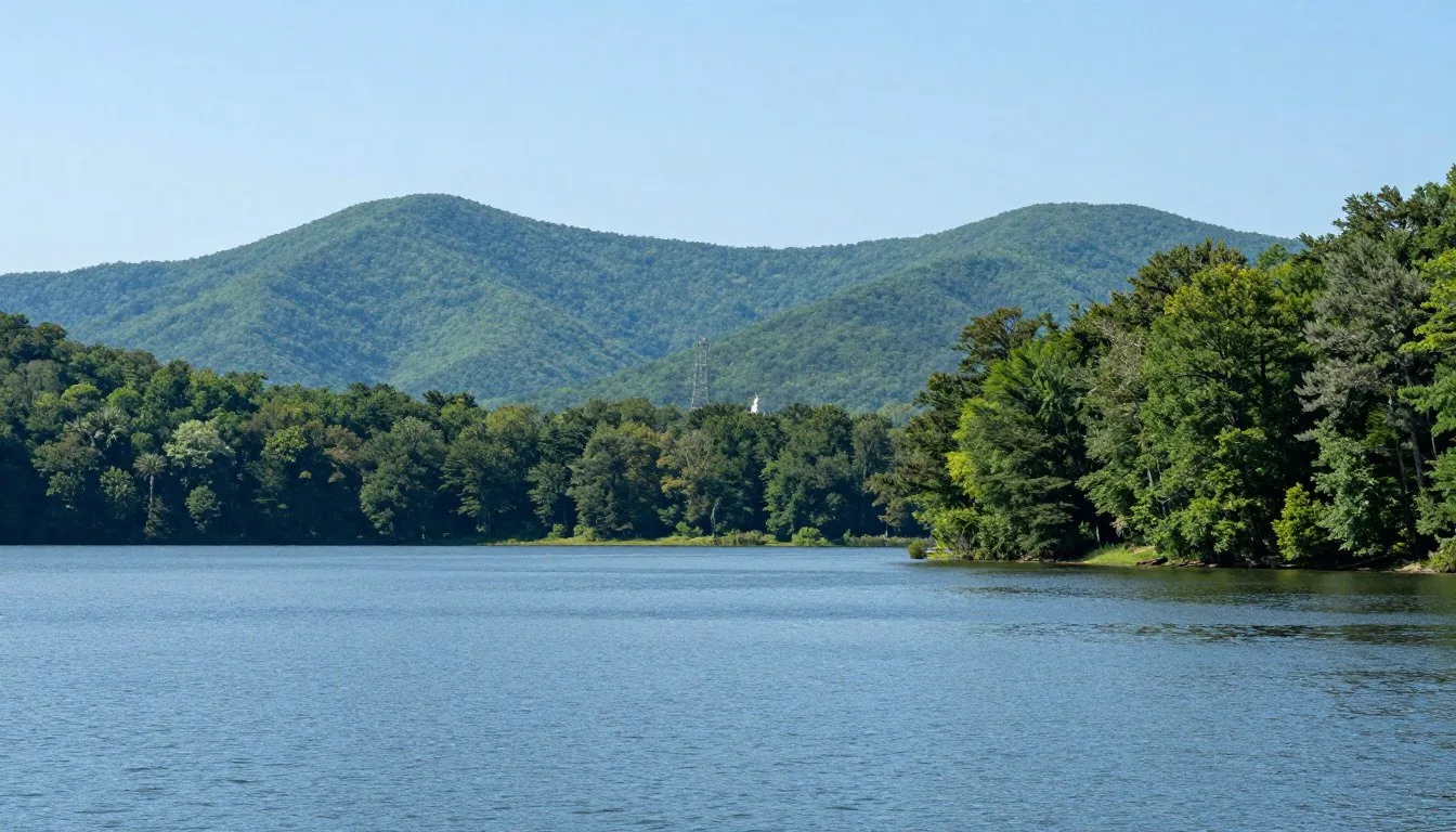 Fort-Loudoun-Lake-Tennessee-scenic-waterfront-view-with-mountains Fort Loudoun Lake Tennessee scenic waterfront view with mountains