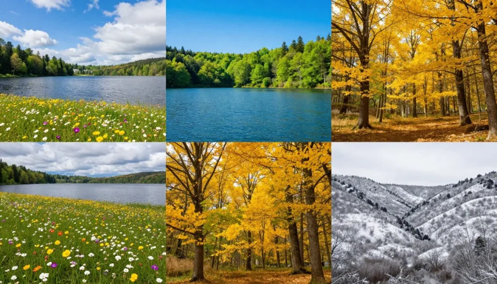 Four seasons collage at Trinidad Lake State Park Four seasons collage at Trinidad Lake State Park