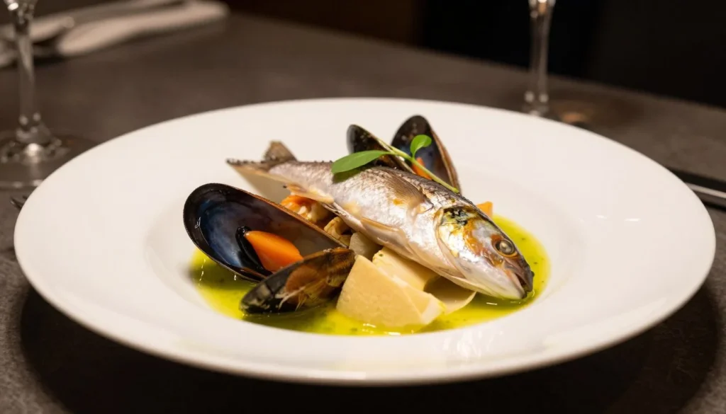 Fresh Icelandic seafood dish in restaurant setting Fresh Icelandic seafood dish in restaurant setting