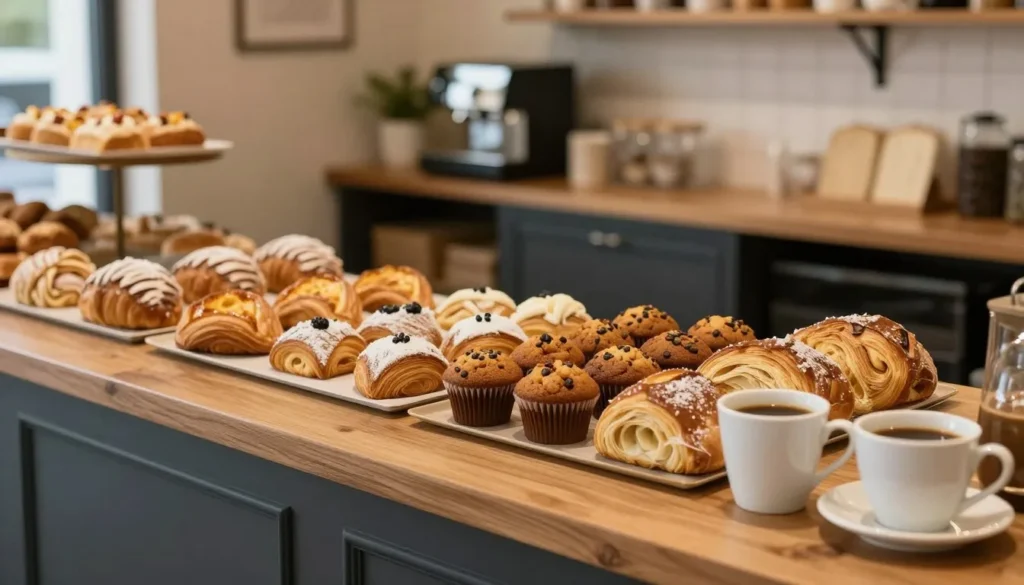 Fresh baked goods and coffee at small-town cafe