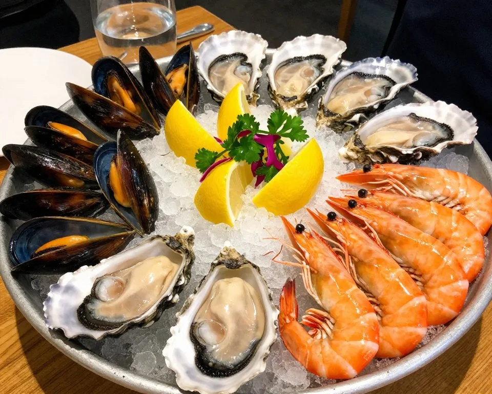 Fresh seafood platter with shellfish and fish from Tralee Bay Fresh seafood platter with shellfish and fish from Tralee Bay