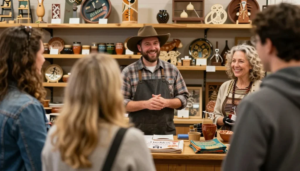 Friendly local craftsperson greeting visitors Tennessee Friendly local craftsperson greeting visitors Tennessee