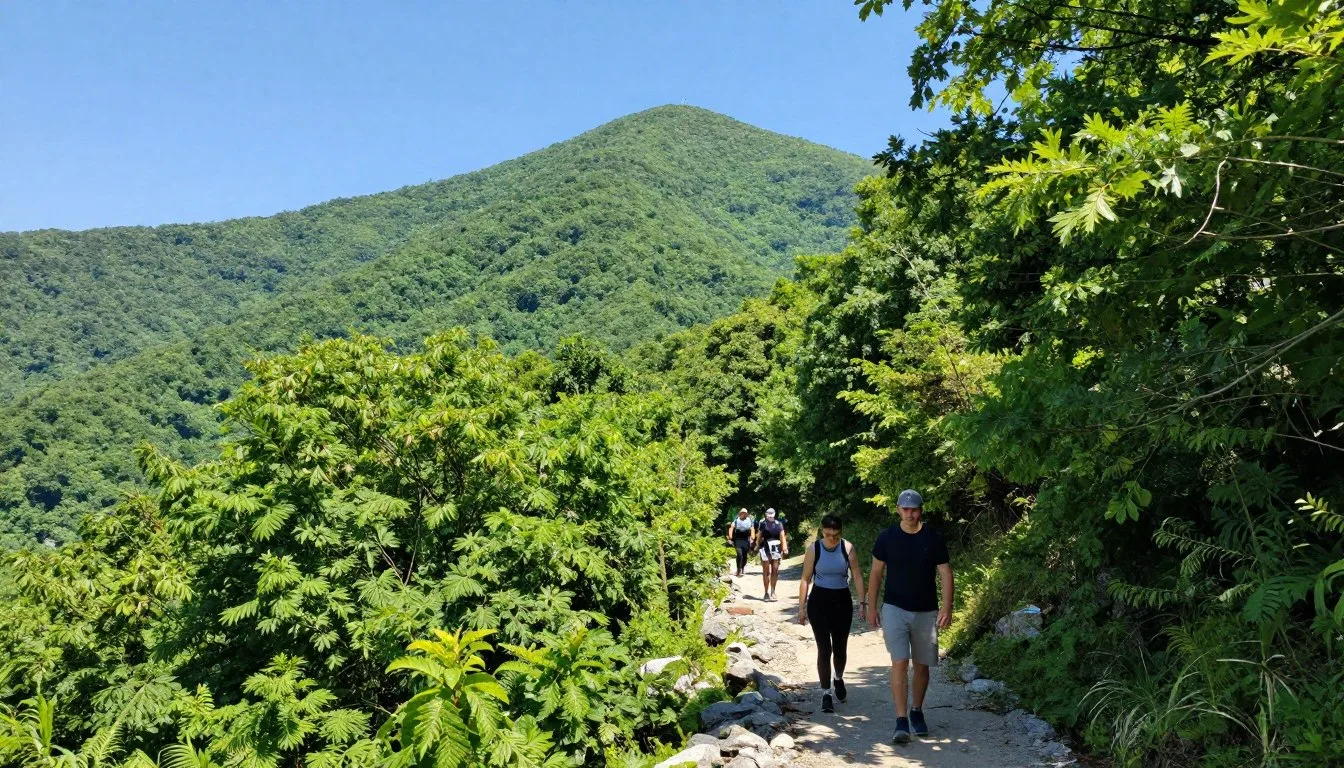 Frozen-Head-State-Natural-Area-Tennessee-mountain-vista-with-hikers-on-scenic-trail Frozen Head State Natural Area Tennessee mountain vista with hikers on scenic trail