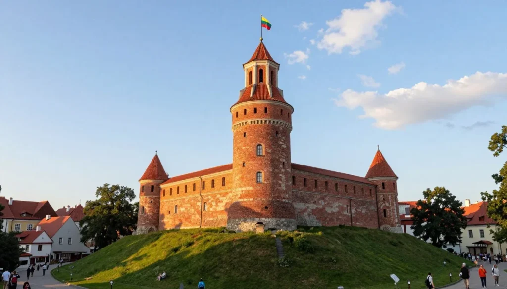 Gediminas Castle tower on the hill overlooking Vilnius old town