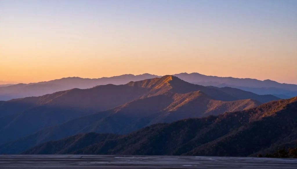 Golden sunset light over Great Smoky Mountains layers Golden sunset light over Great Smoky Mountains layers
