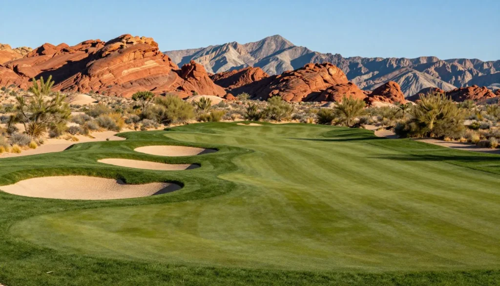 Golf course hole with desert landscape at Millsite
