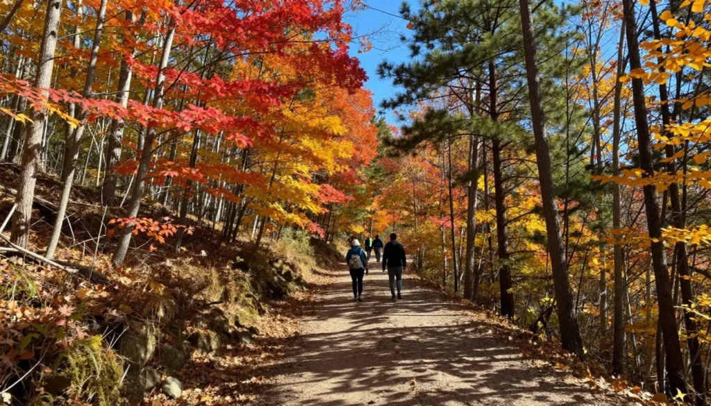Goose Creek State Park trail in autumn with colorful foliage Goose Creek State Park trail in autumn with colorful foliage