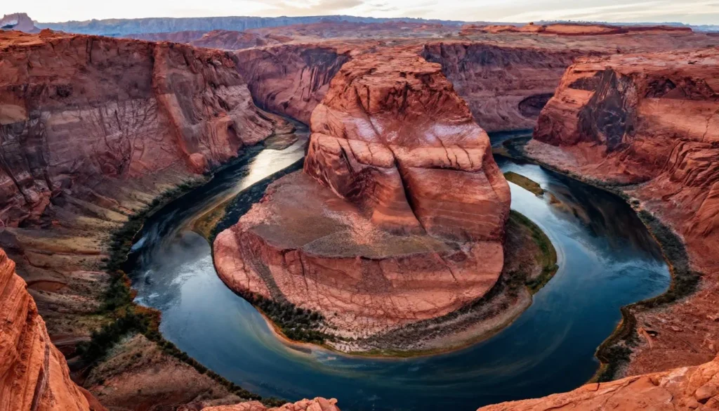 Goosenecks of San Juan River meandering through deep canyon