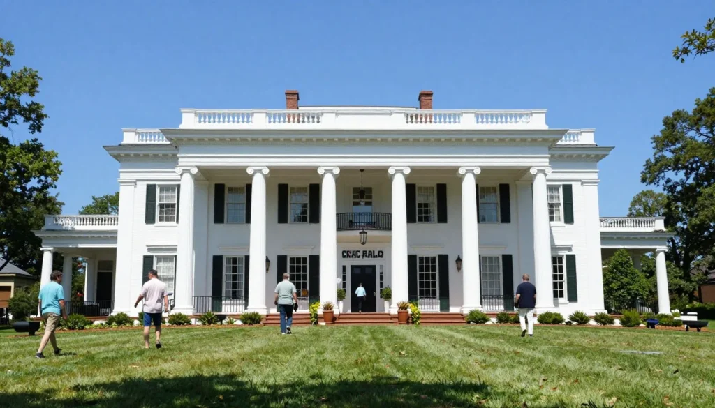 Graceland mansion exterior with iconic white columns