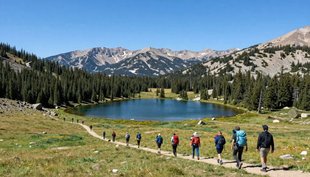 Grand Mesa National Forest with alpine lakes and forested landscape near scenic byway Grand Mesa National Forest with alpine lakes and forested landscape near scenic byway
