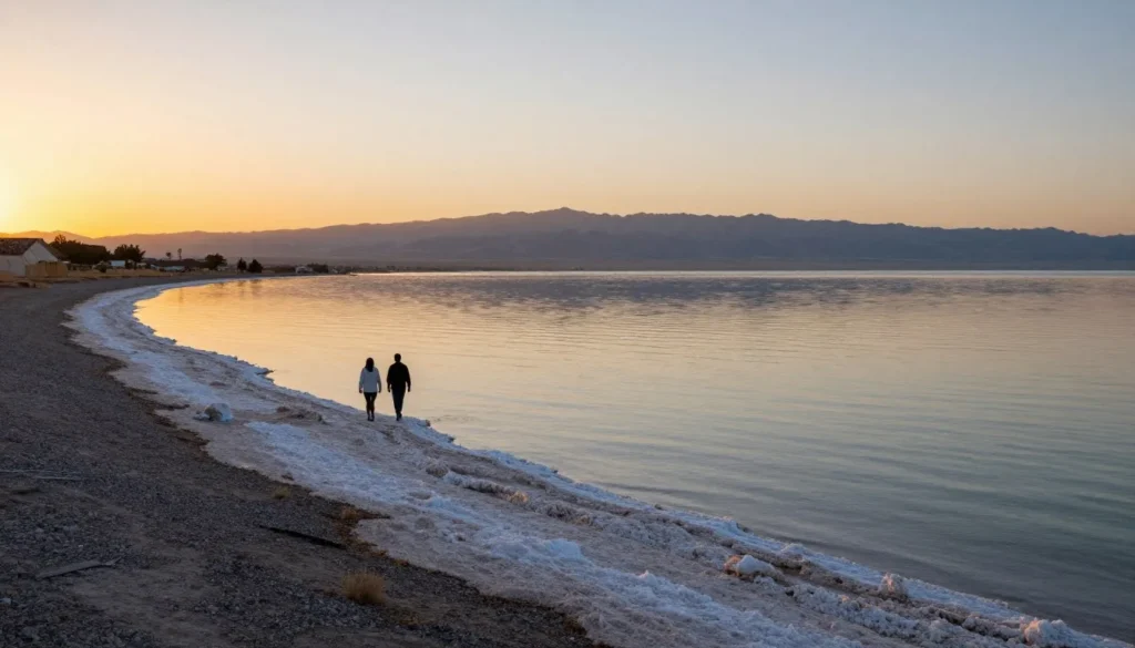 Great Salt Lake shoreline near Oquirrh Mountains