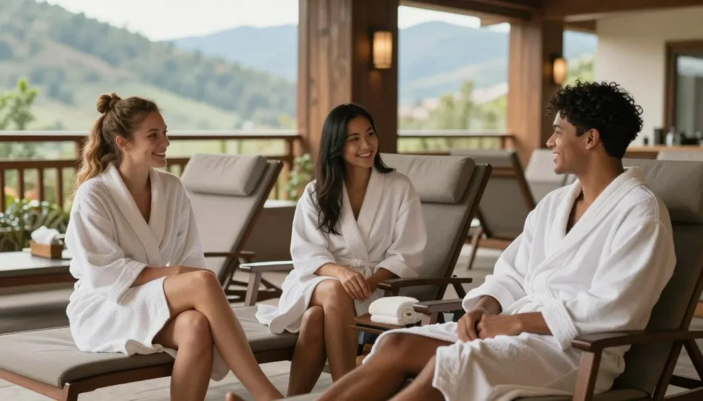Happy tourists relaxing after spa treatment in Glenwood Springs facility