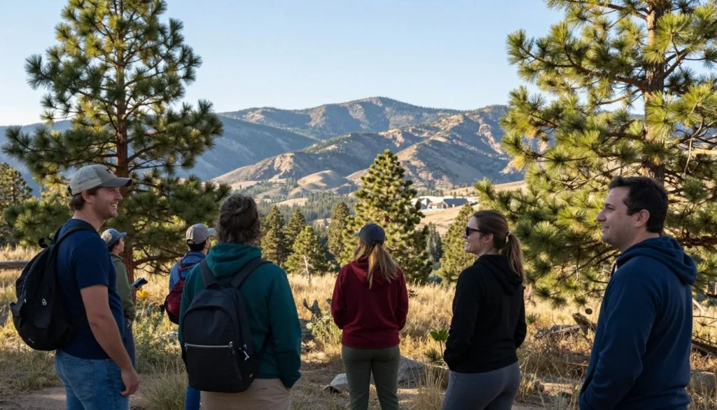 Happy visitors enjoying Pine Valley mountain scenery Happy visitors enjoying Pine Valley mountain scenery