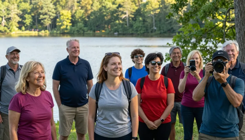 Happy visitors enjoying their experience at Durant Nature Preserve Happy visitors enjoying their experience at Durant Nature Preserve