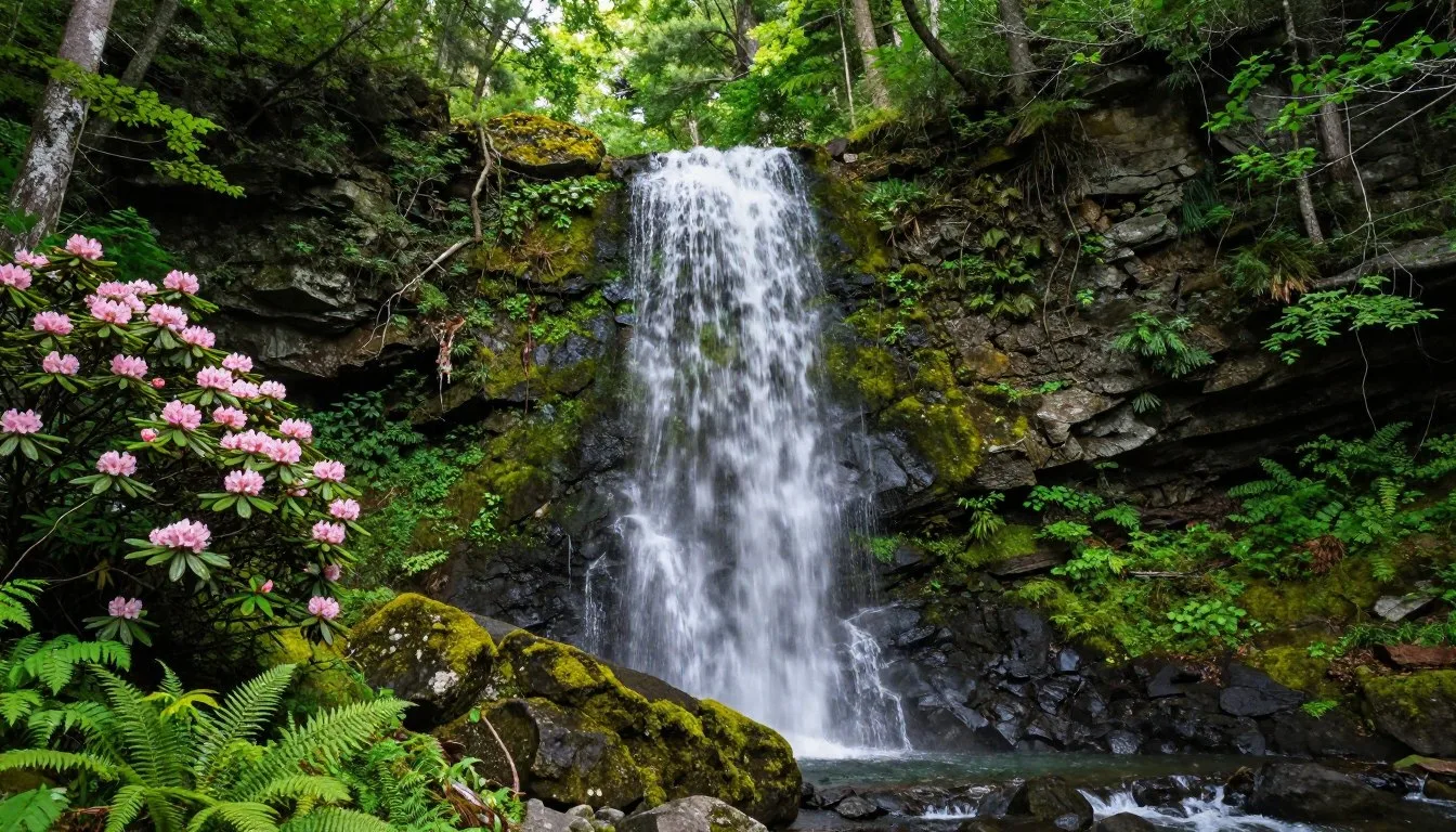 Hen Wallow Falls Tennessee cascading waterfall through lush forest