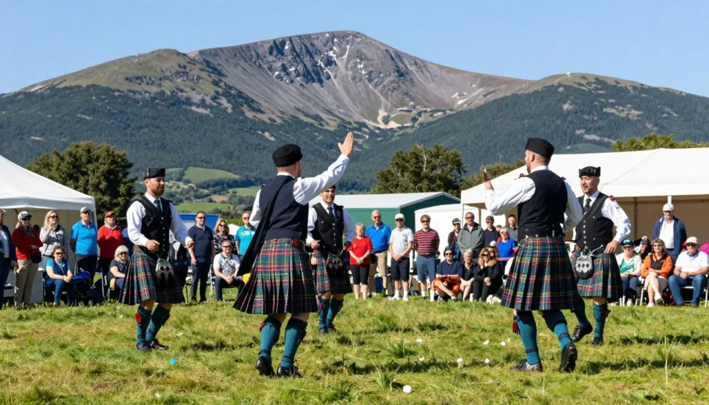 Highland Games festival at Grandfather Mountain with Scottish dancers performing traditional dances Highland Games festival at Grandfather Mountain with Scottish dancers performing traditional dances