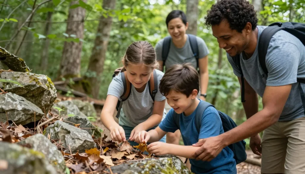 Highland Rim Tennessee children exploring nature trail Highland Rim Tennessee children exploring nature trail