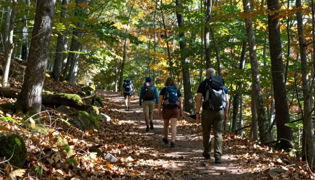 Highland Rim Tennessee hiking trail through forest Highland Rim Tennessee hiking trail through forest