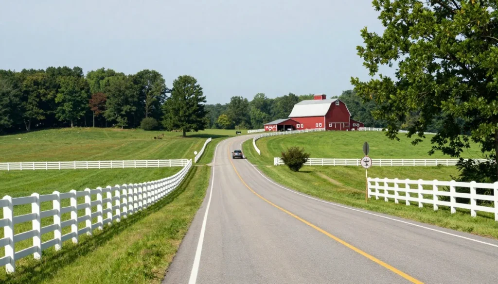 Highland Rim Tennessee scenic country road through farmland Highland Rim Tennessee scenic country road through farmland