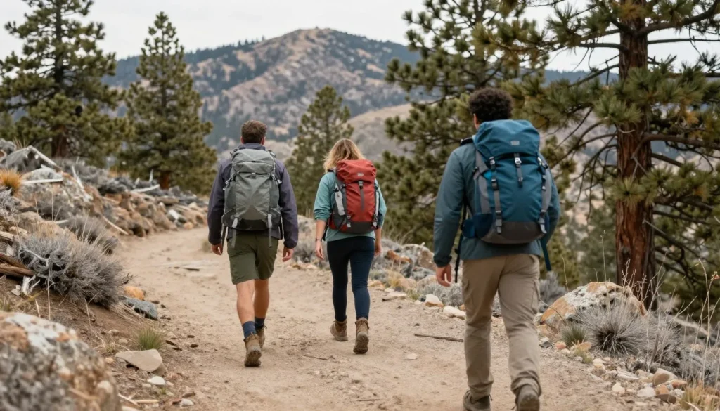 Hikers on Steptoe Creek trail in Nevada mountains