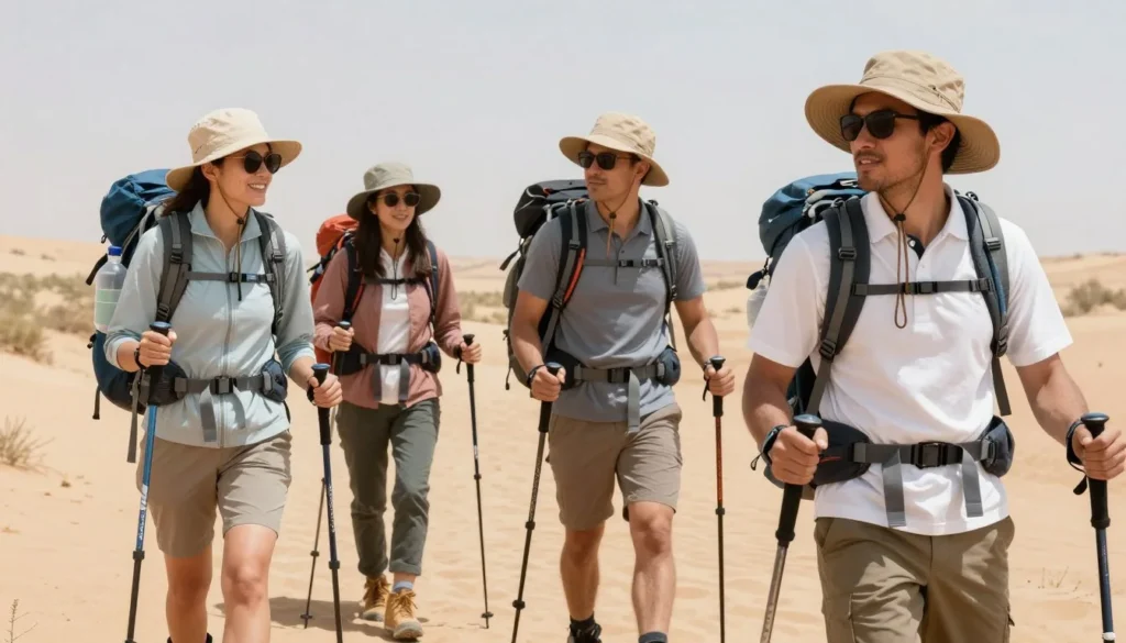 Hikers properly equipped for desert safety