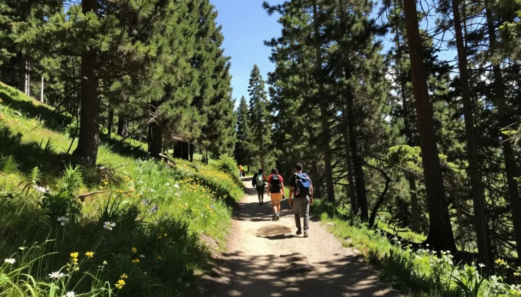 Hiking trail through Colorado mountain forest Hiking trail through Colorado mountain forest