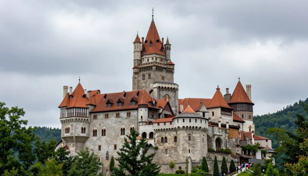 Historic Bran Castle known as Dracula Castle on hilltop Historic Bran Castle known as Dracula Castle on hilltop