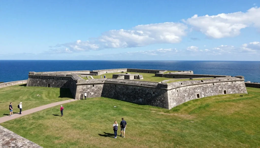 Historic Charles Fort with stone walls and ramparts overlooking the sea