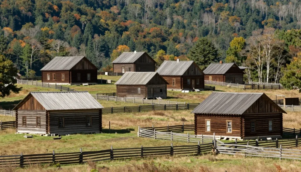 Historic Hensley Settlement preserved log cabins in Cumberland Gap National Historical Park Historic Hensley Settlement preserved log cabins in Cumberland Gap National Historical Park